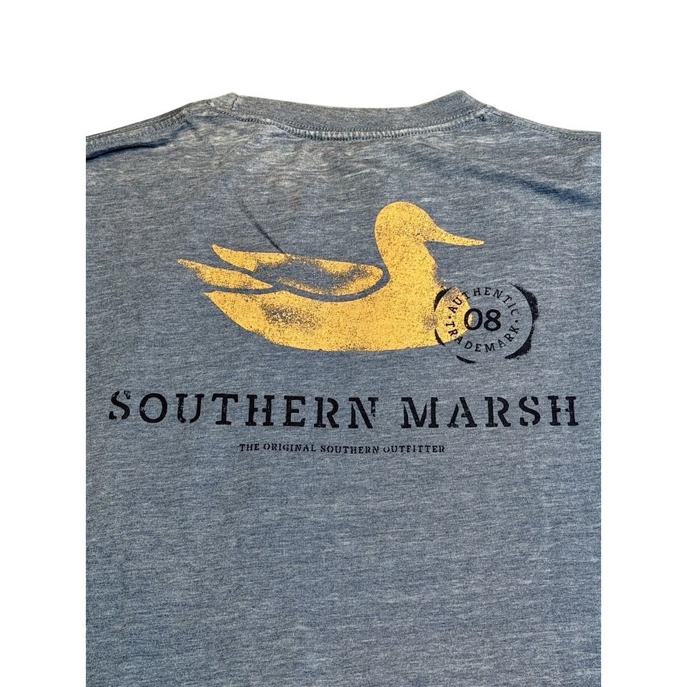 Southern Marsh Mens XL Long Sleeve Shirt Duck Graphic Pocket Tee Blue Outdoors